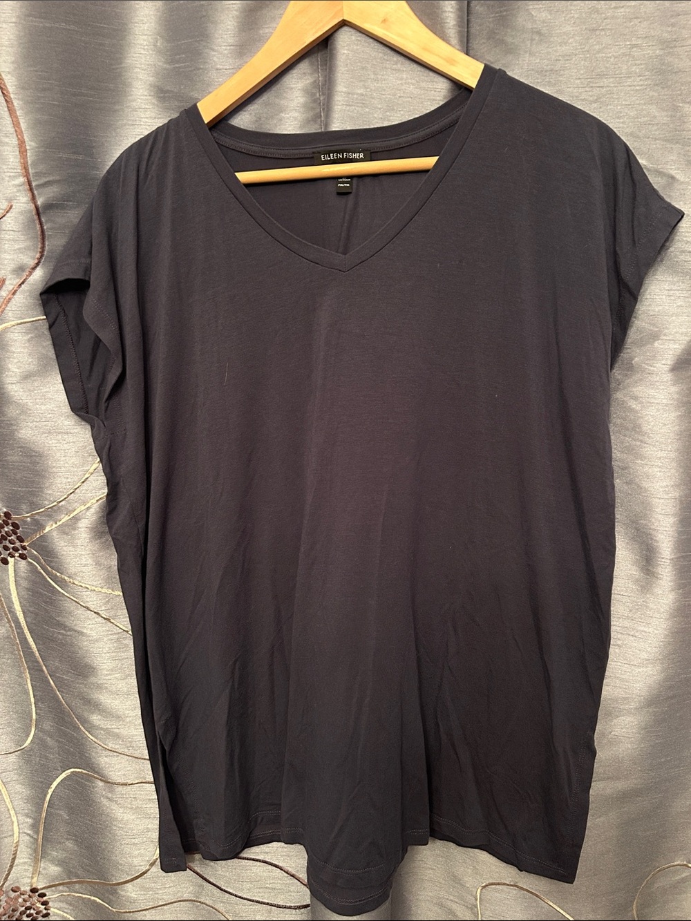 Eileen Fisher Deep Blue V-Neck Short Sleeve Tee
